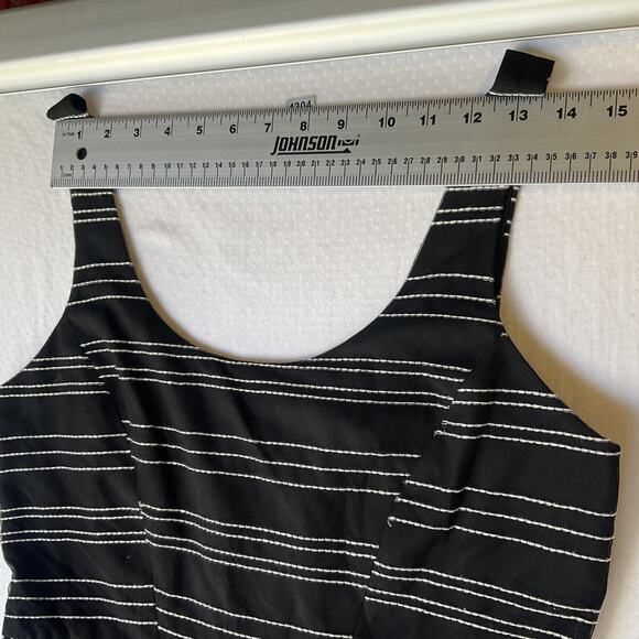 Bcbgeneration Women Dress 10 Black Striped Fit & Flare Zipper Sleeveless - Picture 4 of 10